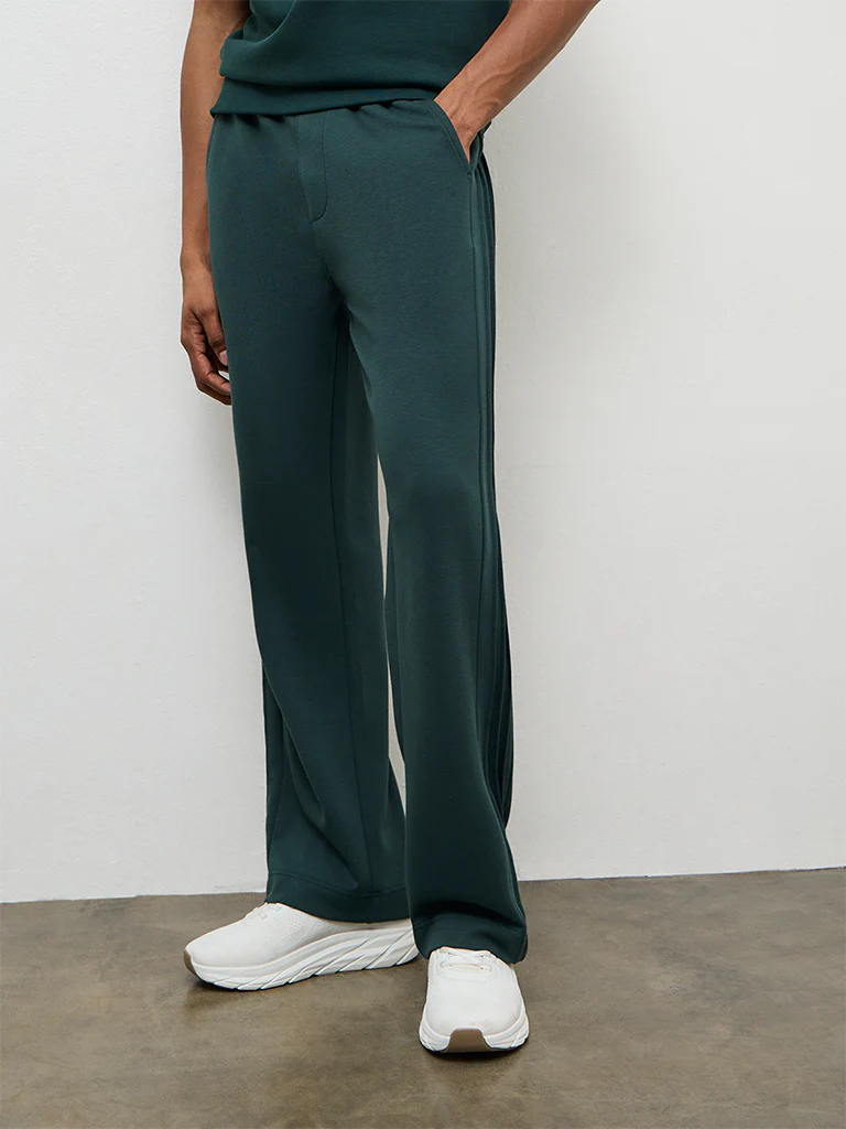 Nuoflexx Green Relaxed Fit Mid-Rise Cotton-Blend Track Pants - Image 3