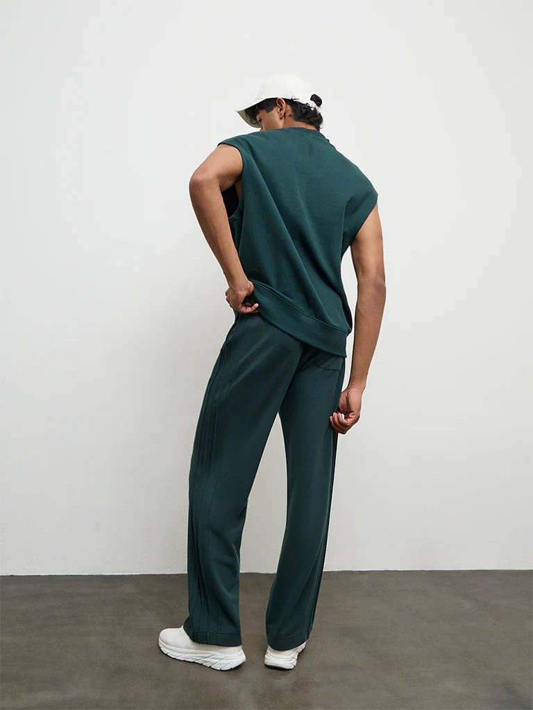 Nuoflexx Green Relaxed Fit Mid-Rise Cotton-Blend Track Pants - Image 5