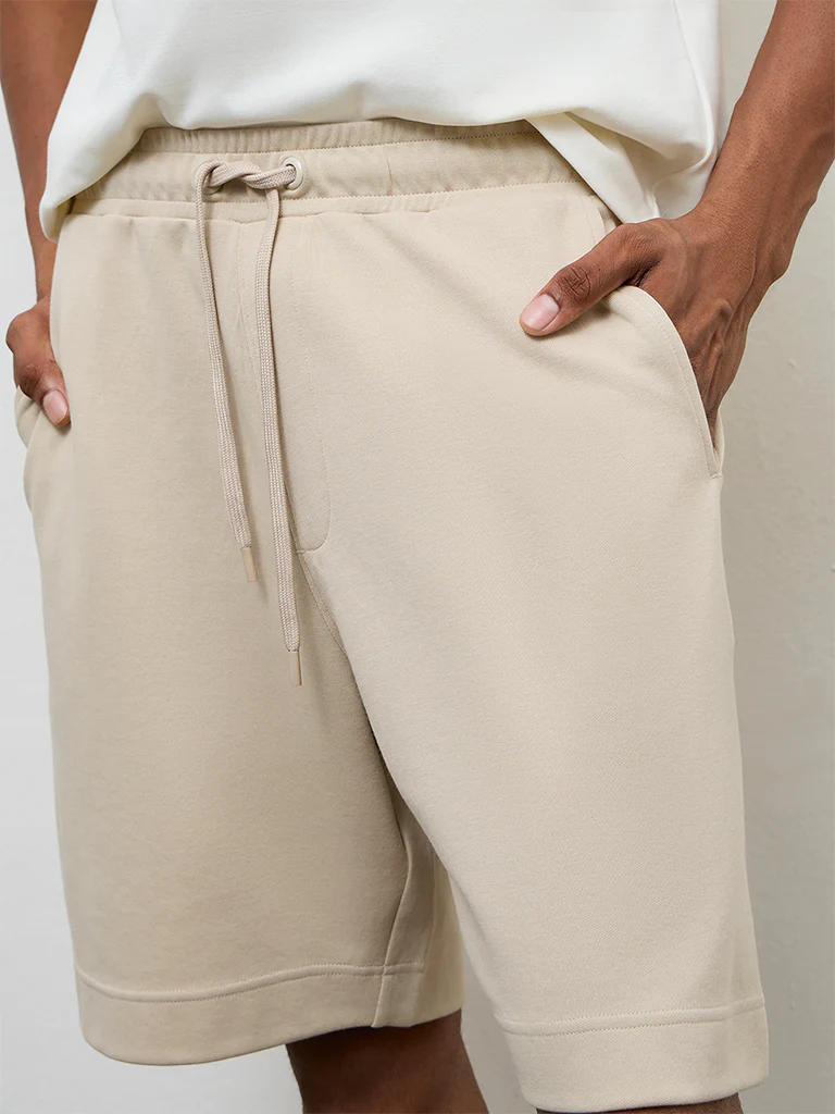 Nuoflexx Light Beige Relaxed-Fit Mid-Rise Shorts - Image 4