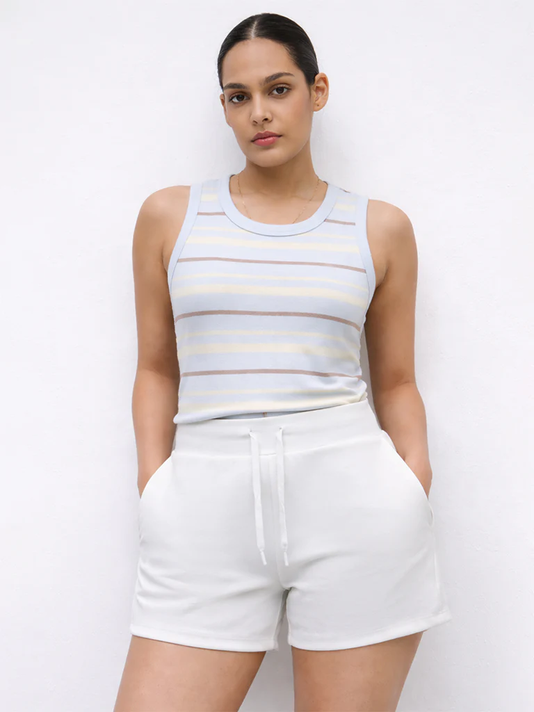 Nuoflexx Light Blue Striped Cotton Top - Image 2