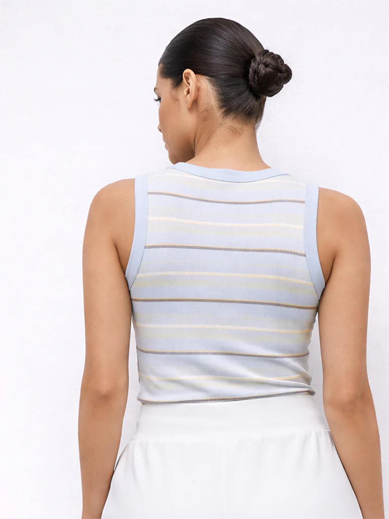 Nuoflexx Light Blue Striped Cotton Top - Image 4