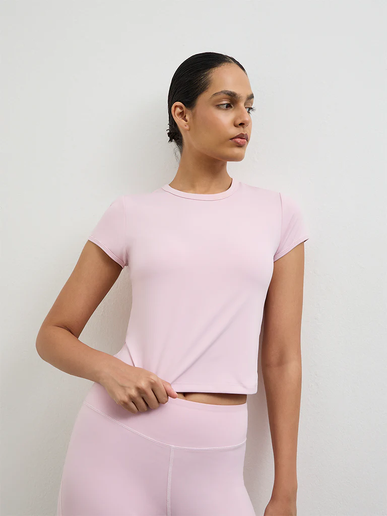 Nuoflexx Light Pink Solid T-Shirt