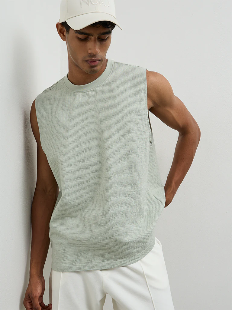 Nuoflexx Mint Textured Relaxed-Fit Cotton-Blend T-Shirt
