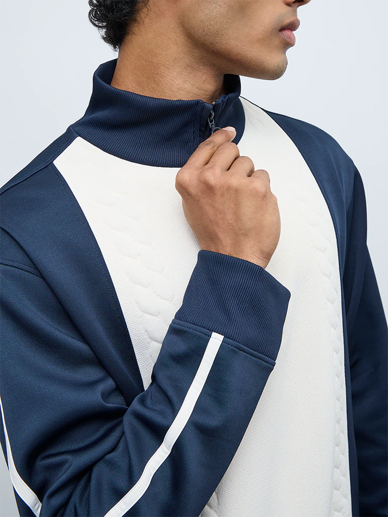 Nuoflexx Navy Colour-Blocked Relaxed-Fit Sweatshirt - Image 4