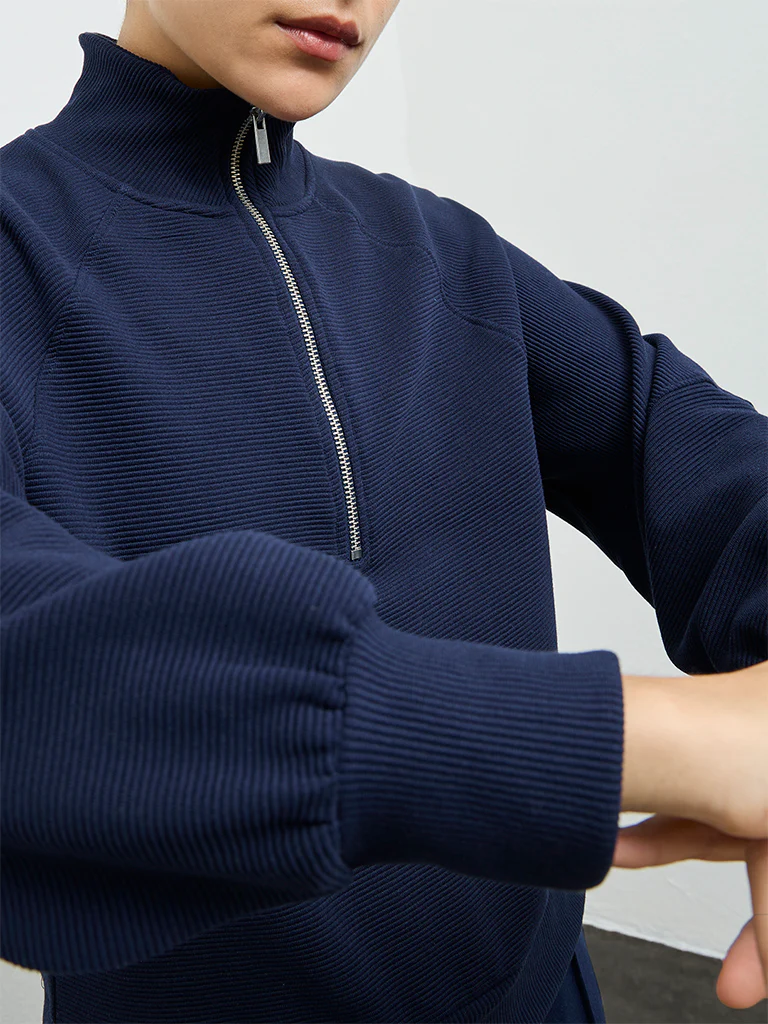 Nuoflexx Navy Ribbed Quarter-Zip Sweatshirt - Image 3