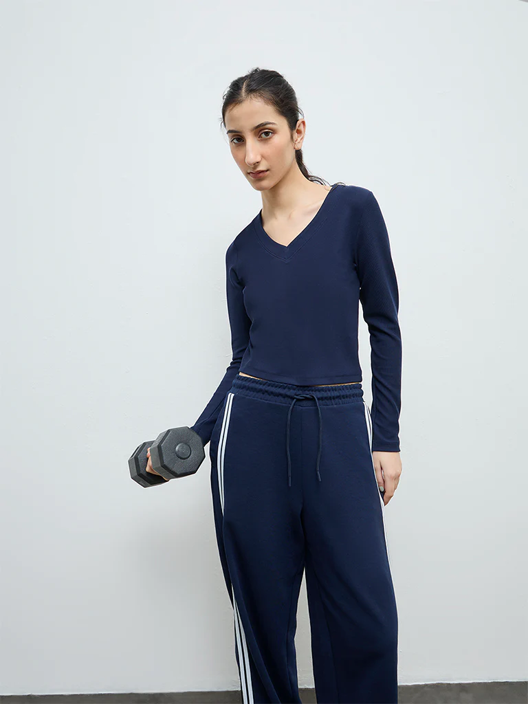 Nuoflexx Navy Ribbed-Textured T-Shirt - Image 2