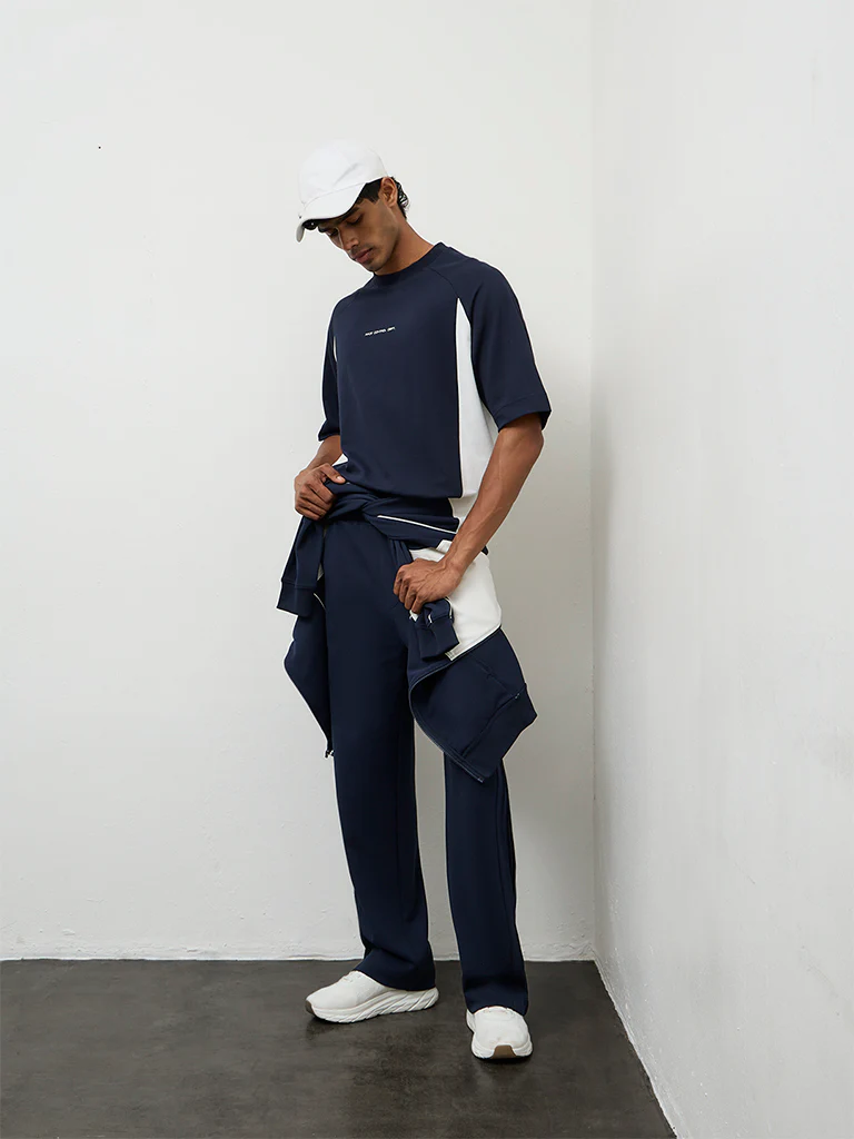 Nuoflexx Navy Stripe-Design Relaxed Fit T-Shirt - Image 2