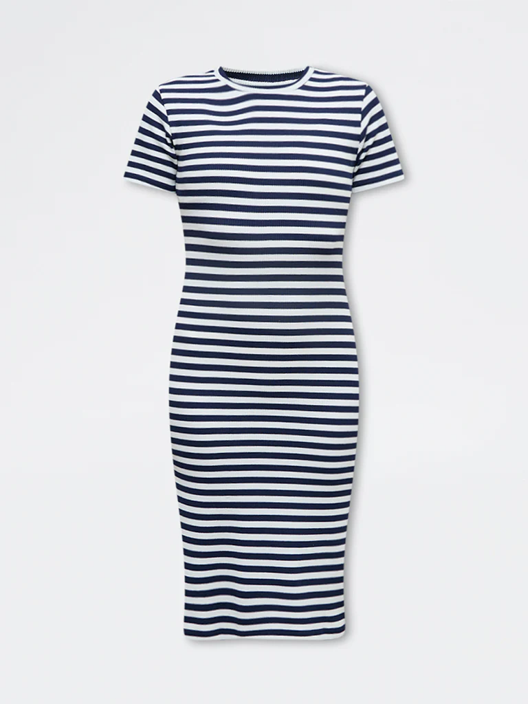 Nuoflexx Navy Striped Cotton-Blend Straight Dress - Image 5