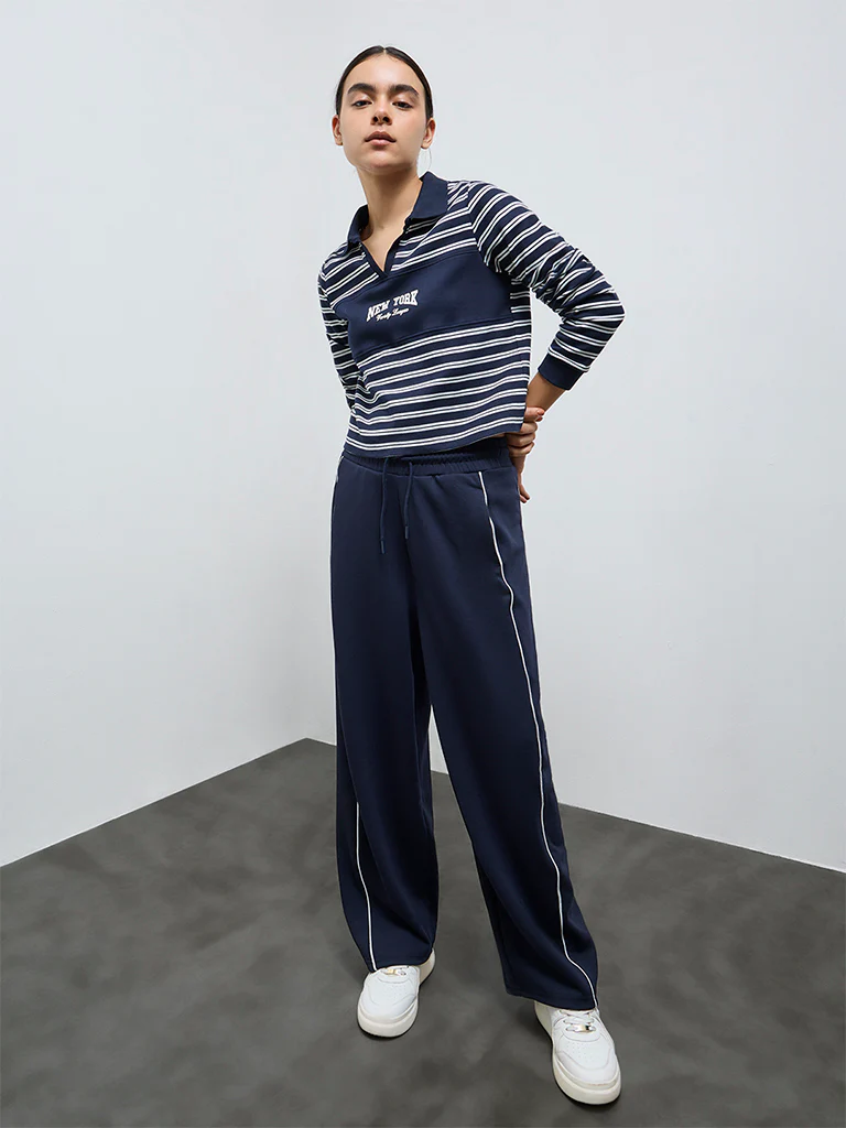 Nuoflexx Navy Striped Cotton T-Shirt - Image 2
