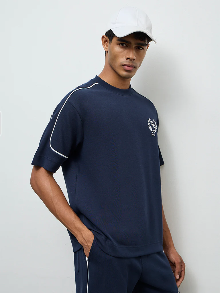 Nuoflexx Navy Text-Detailed Relaxed-Fit T-Shirt - Image 2