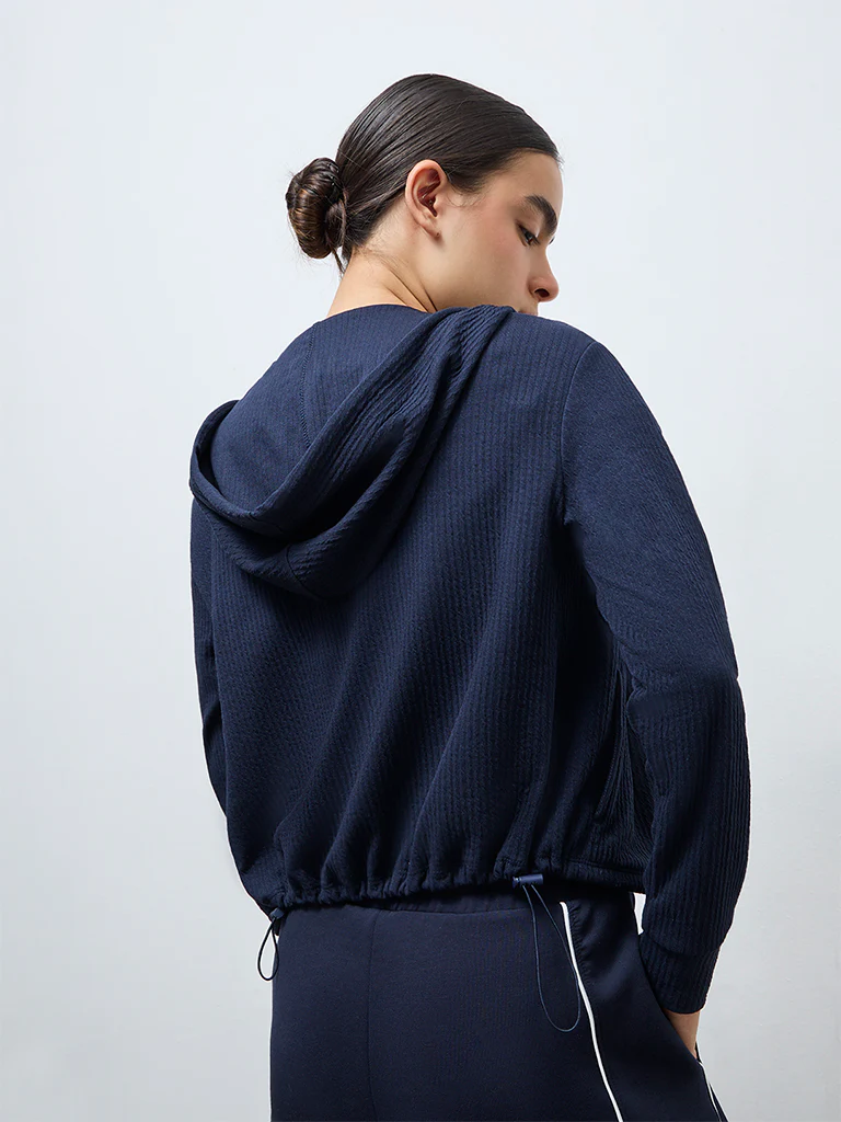 Nuoflexx Navy Textured Hooded Jacket - Image 4