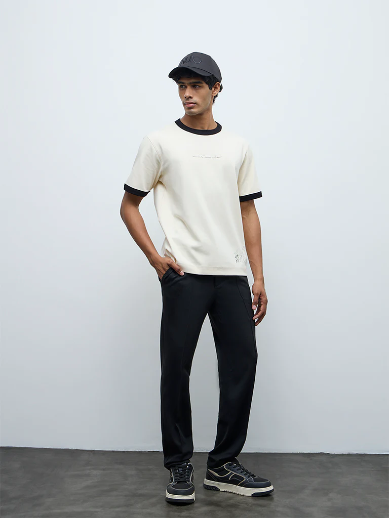 Nuoflexx Off-White Embossed Relaxed-Fit Cotton-Blend T-Shirt - Image 2