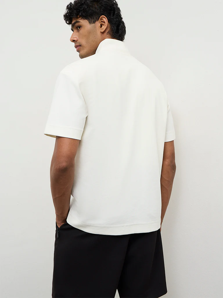 Nuoflexx Off-White Graphic-Detail Relaxed Fit Cotton-Blend T-Shirt - Image 5