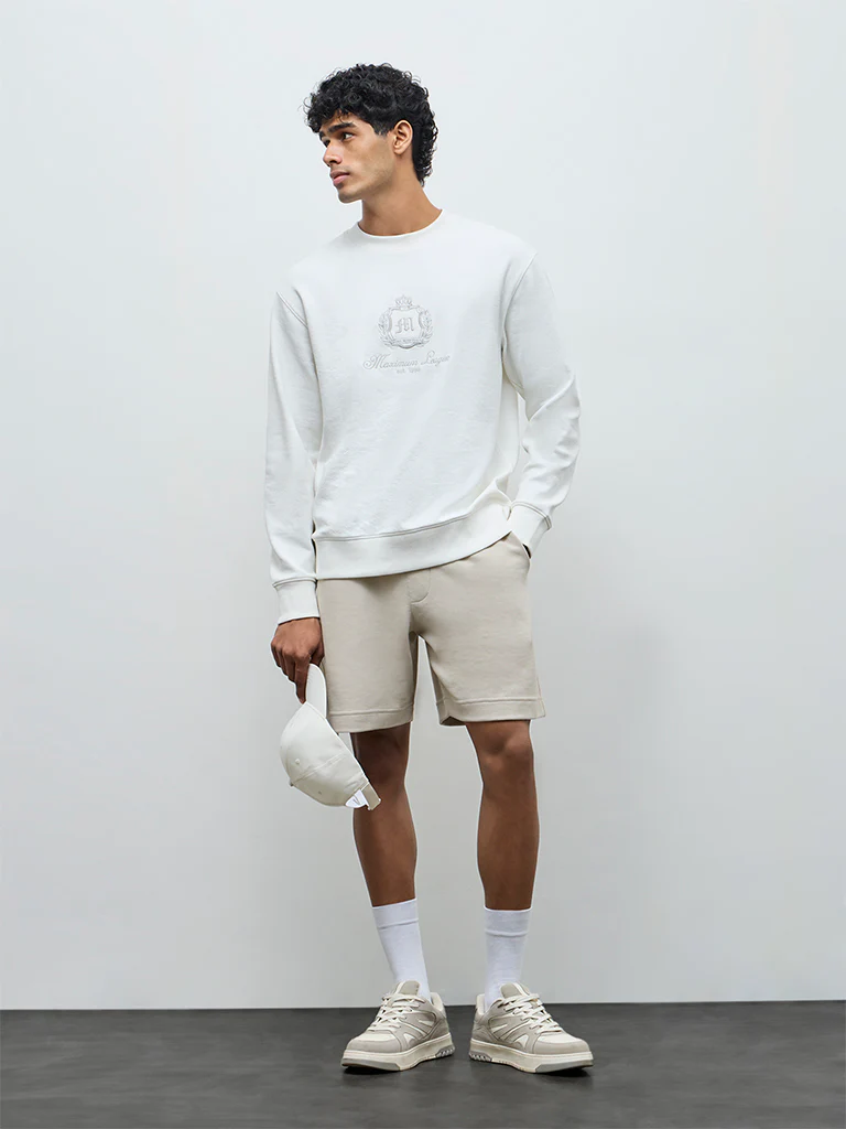 Nuoflexx Off-White Relaxed-Fit Cotton-Blend Sweatshirt - Image 2
