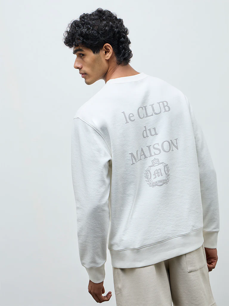 Nuoflexx Off-White Relaxed-Fit Cotton-Blend Sweatshirt - Image 4