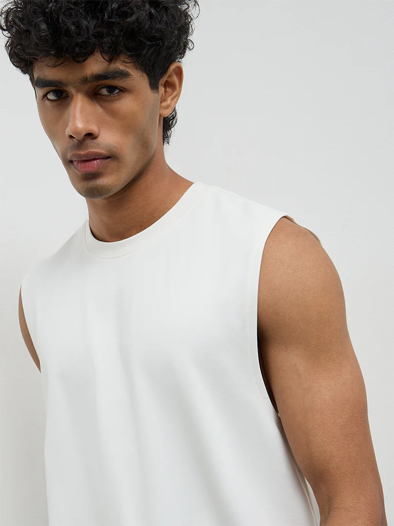 Nuoflexx Off-White Relaxed-Fit Cotton-Blend T-Shirt - Image 4