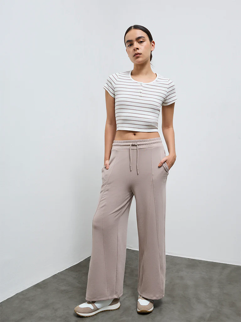 Nuoflexx Off-White Striped Cotton-Blend T-Shirt - Image 2