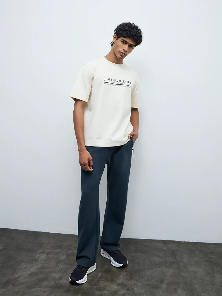 Nuoflexx Off-White Text Detailed Relaxed-Fit Cotton-Blend T-Shirt - Image 2