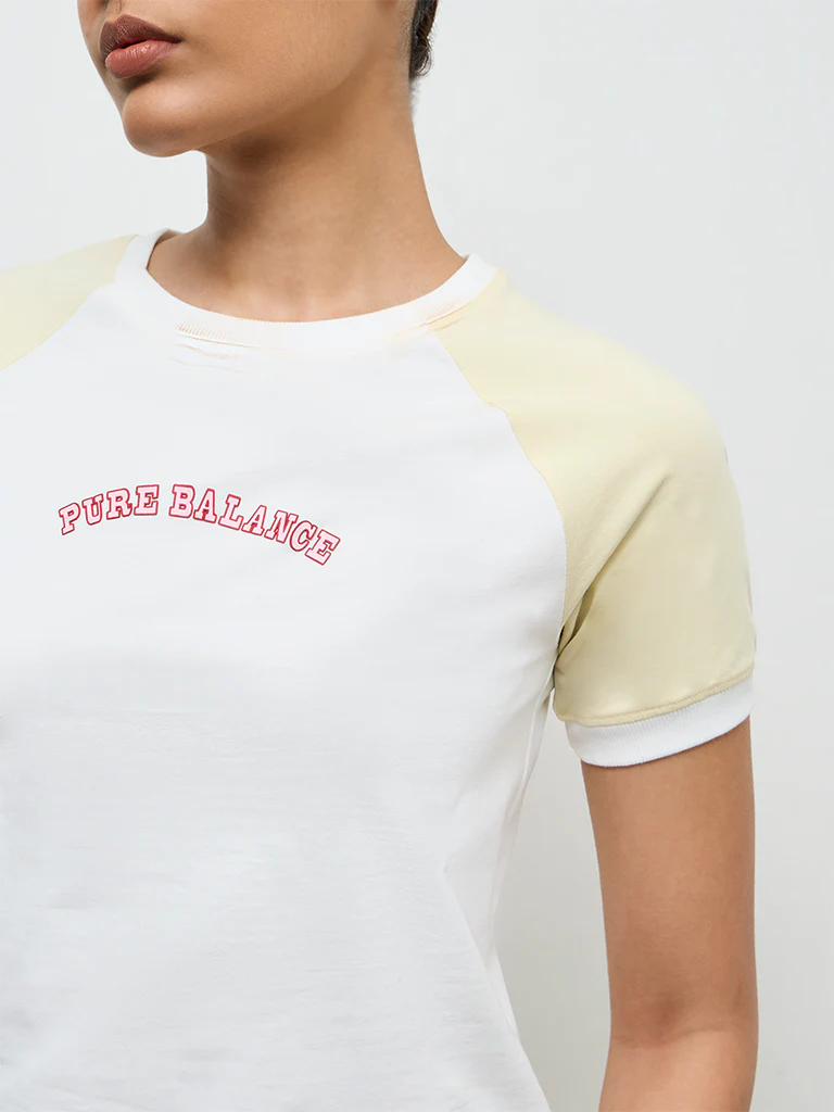 Nuoflexx Off-White Text Printed Cotton-Blend T-Shirt - Image 3