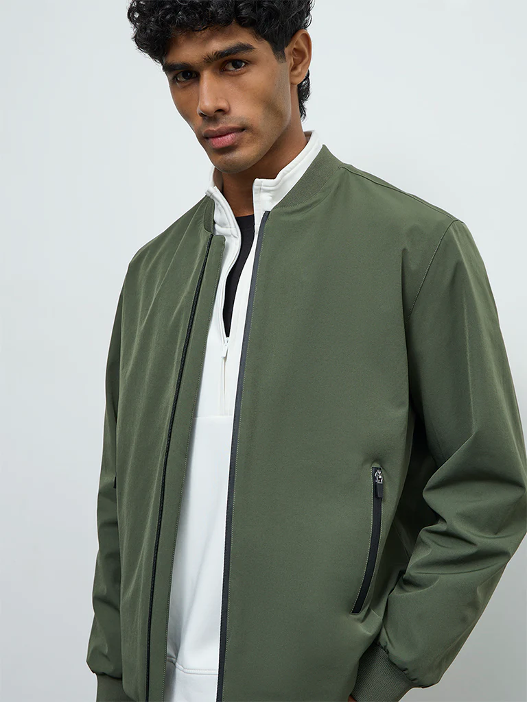 Nuoflexx Olive Relaxed-Fit Bomber Jacket - Image 4
