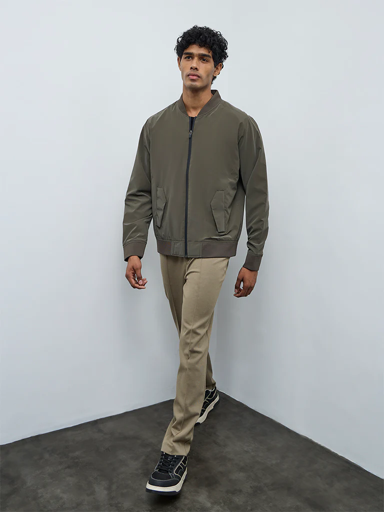 Nuoflexx Olive Relaxed-Fit Bomber Jacket - Image 2
