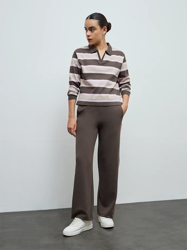Nuoflexx Olive Striped Cotton-Blend T-Shirt - Image 2