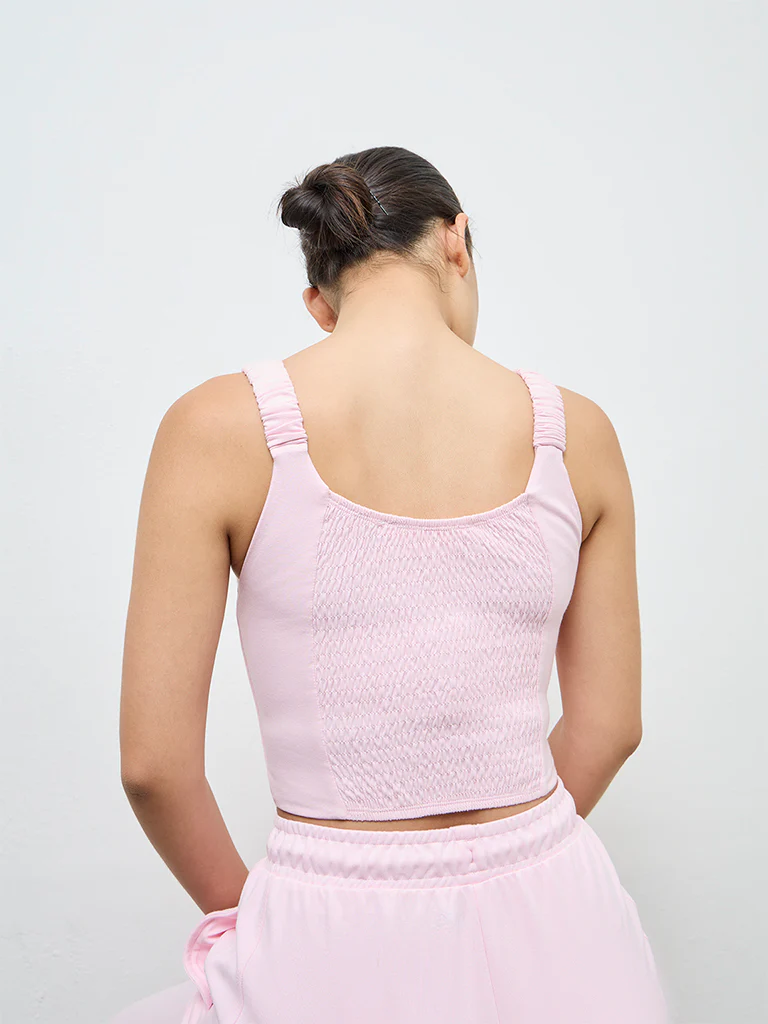 Nuoflexx Pink Cotton-Blend Bustier Top - Image 4