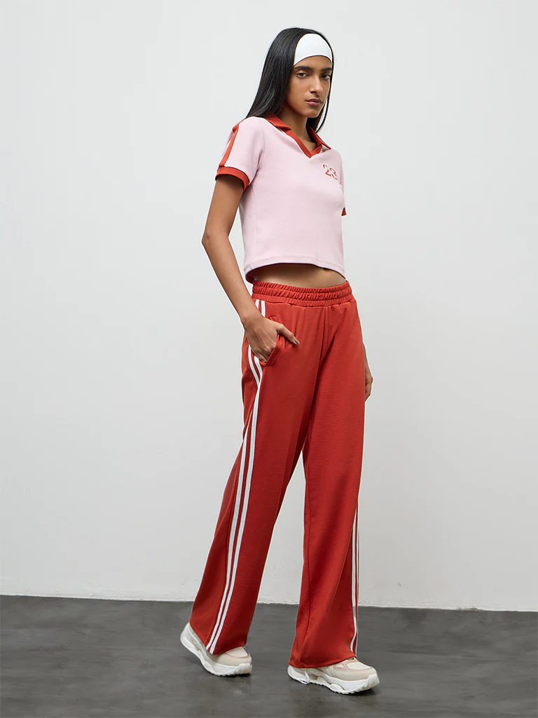 Nuoflexx Pink Numerical-Detail Cotton-Blend T-Shirt - Image 2