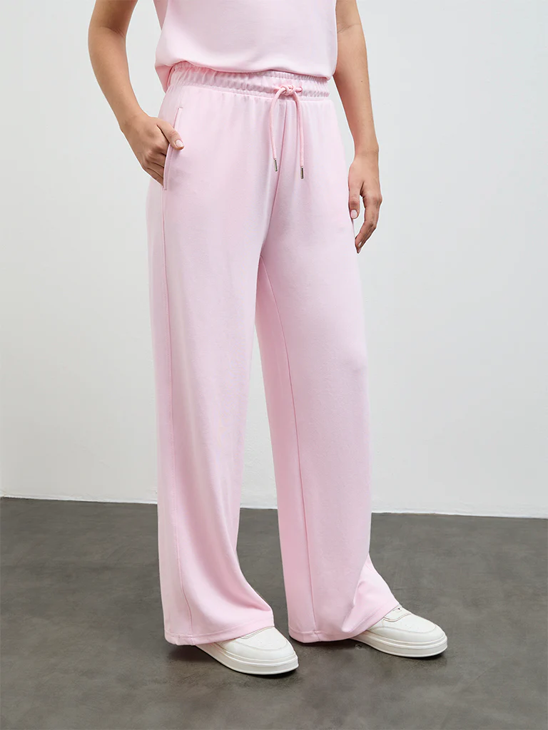Nuoflexx Pink Solid High-Rise Pants - Image 2