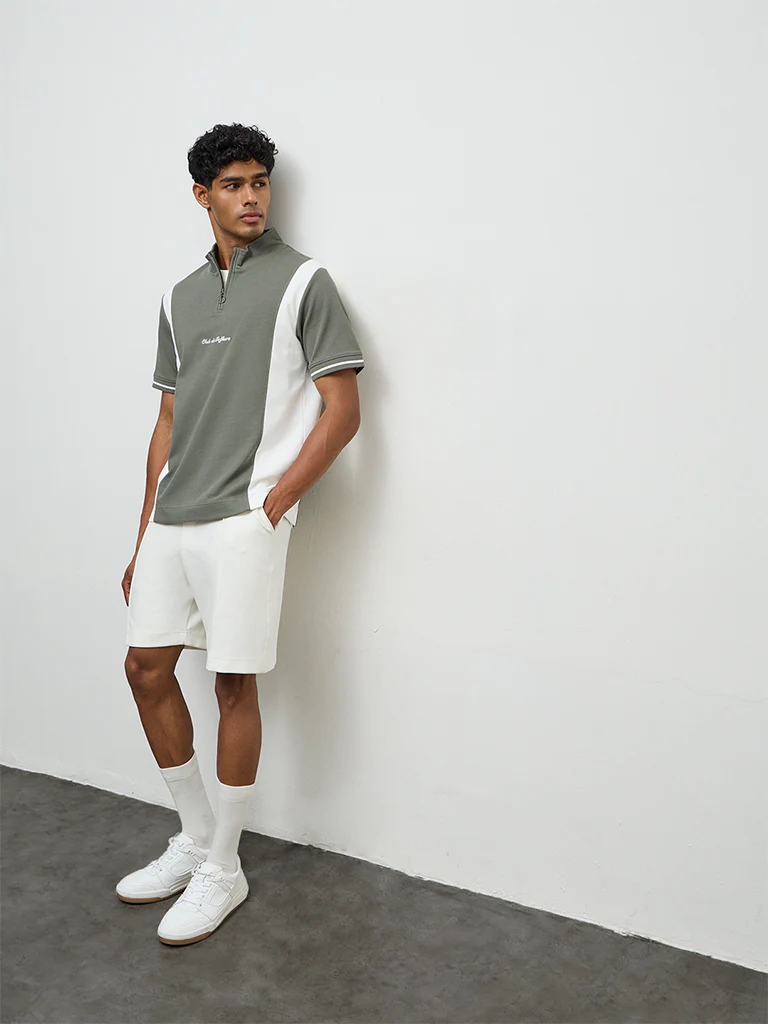 Nuoflexx Sage Color-Blocked Slim-Fit Quarter-Zip T-Shirt - Image 3