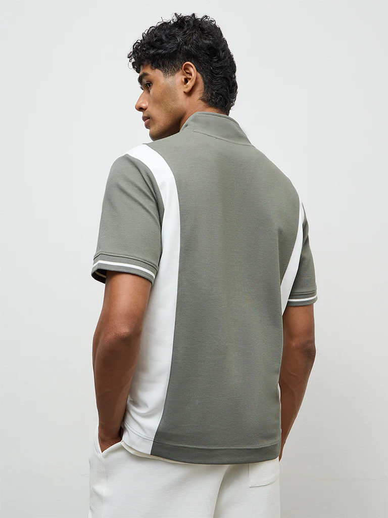 Nuoflexx Sage Color-Blocked Slim-Fit Quarter-Zip T-Shirt - Image 5