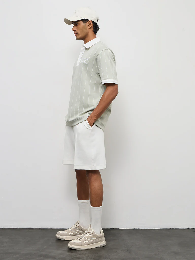 Nuoflexx Sage Striped Relaxed-Fit Cotton-Blend Polo T-Shirt - Image 2