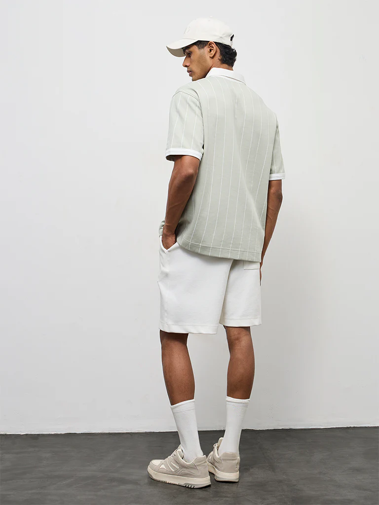 Nuoflexx Sage Striped Relaxed-Fit Cotton-Blend Polo T-Shirt - Image 4
