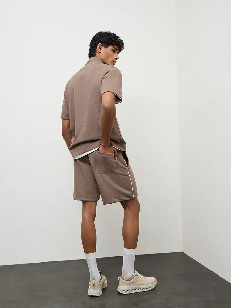 Nuoflexx Taupe Relaxed Fit Mid-Rise Shorts - Image 4