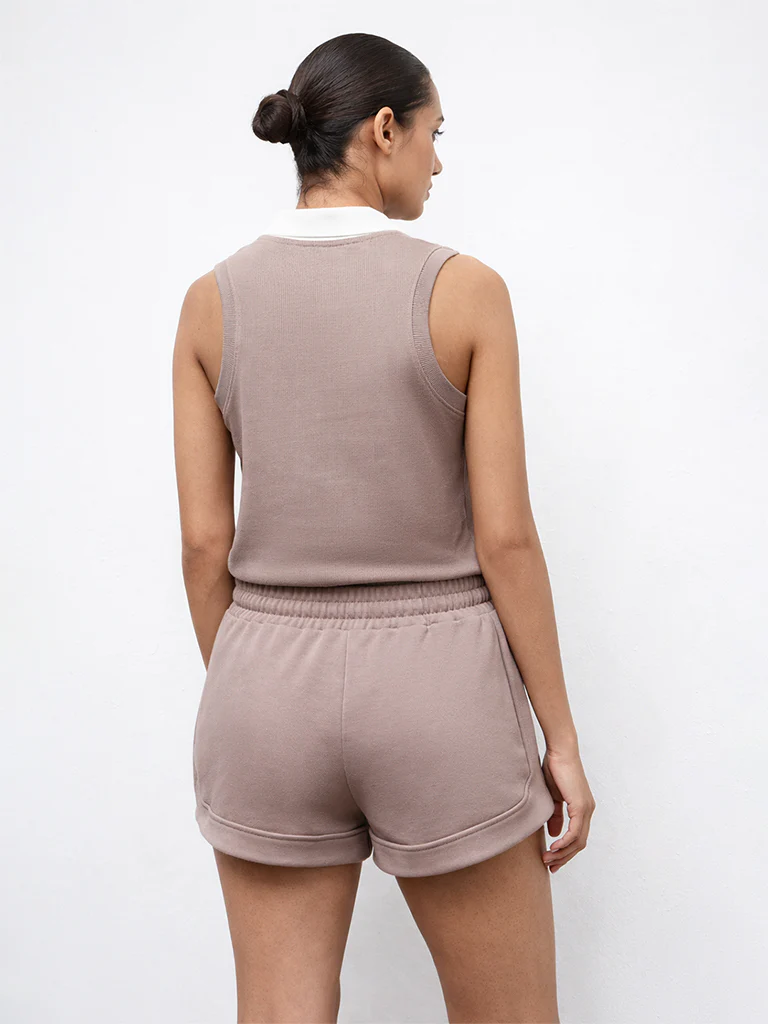 Nuoflexx Taupe Ribbed Cotton-Blend Top - Image 4