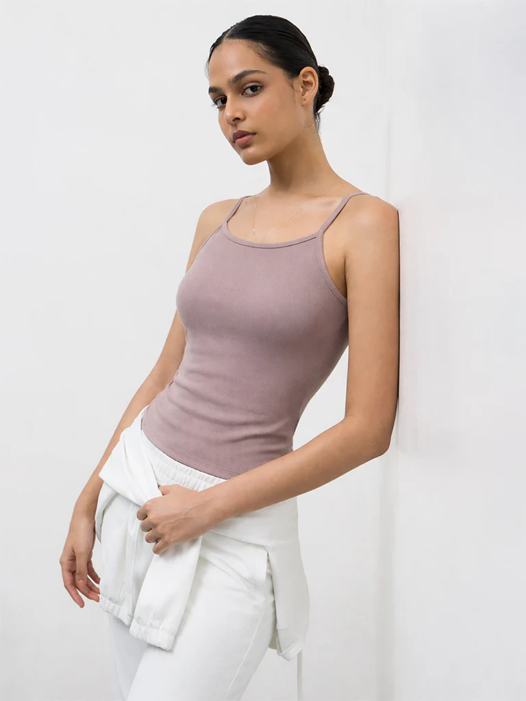 Nuoflexx Taupe Ribbed Top - Image 2