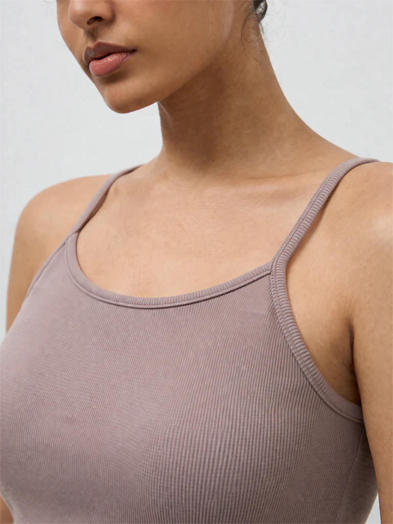 Nuoflexx Taupe Ribbed Top - Image 3