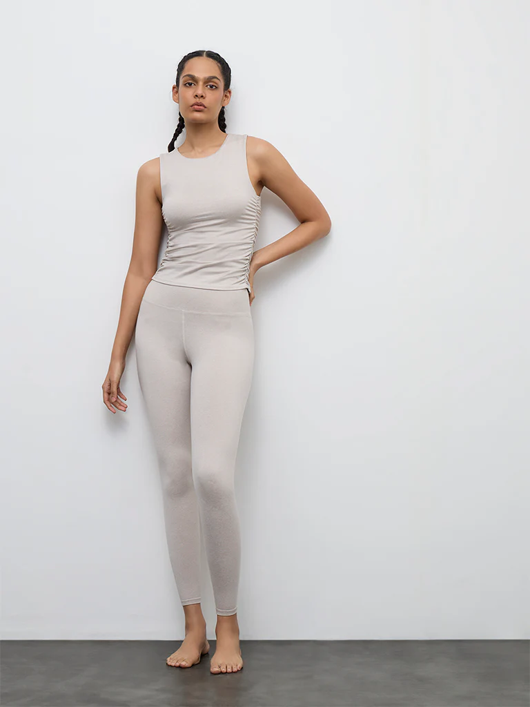 Nuoflexx Taupe Ruched-Detail Top - Image 2