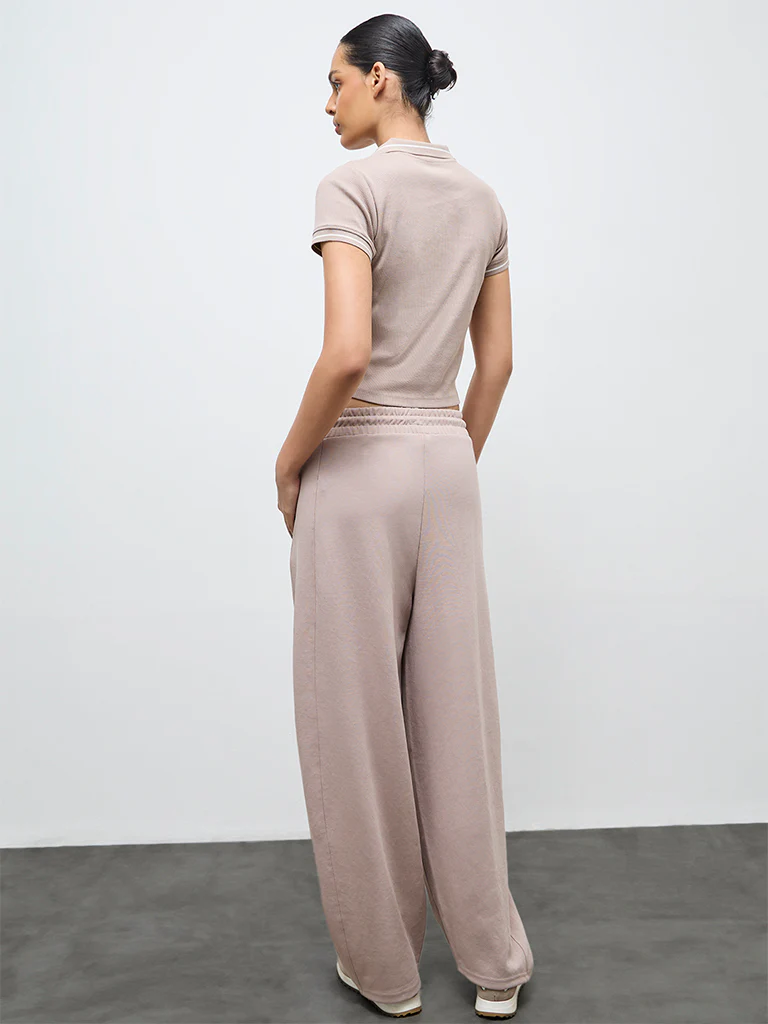 Nuoflexx Taupe Solid High-Rise Pants - Image 4