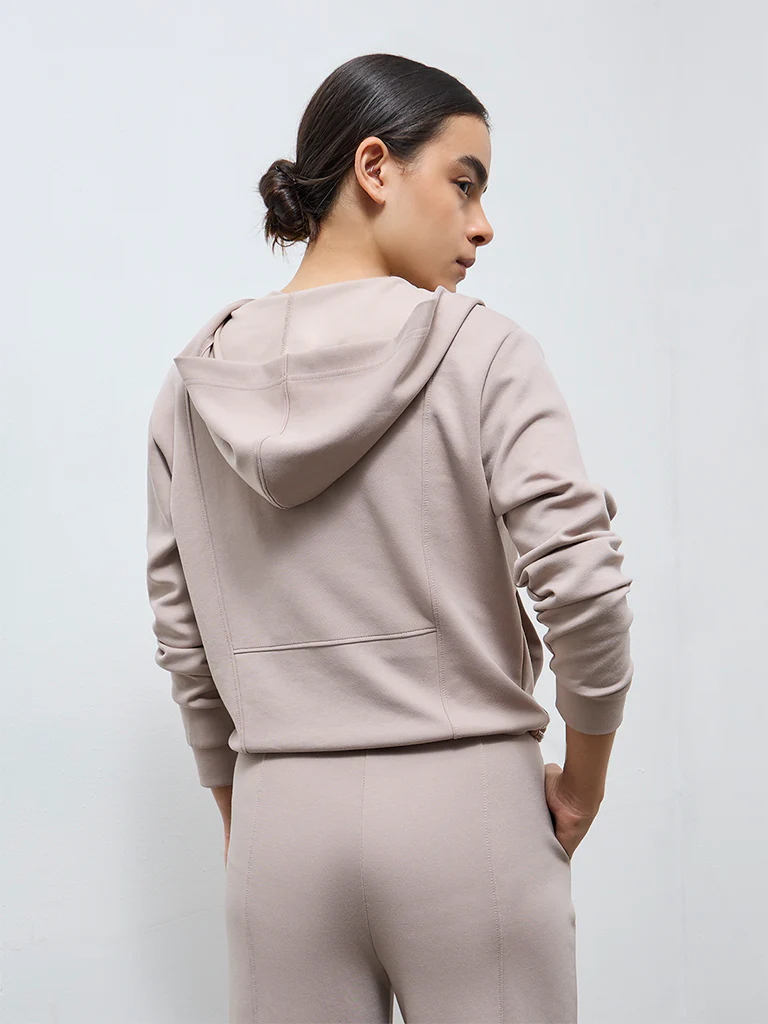 Nuoflexx Taupe Solid Hooded Jacket - Image 4