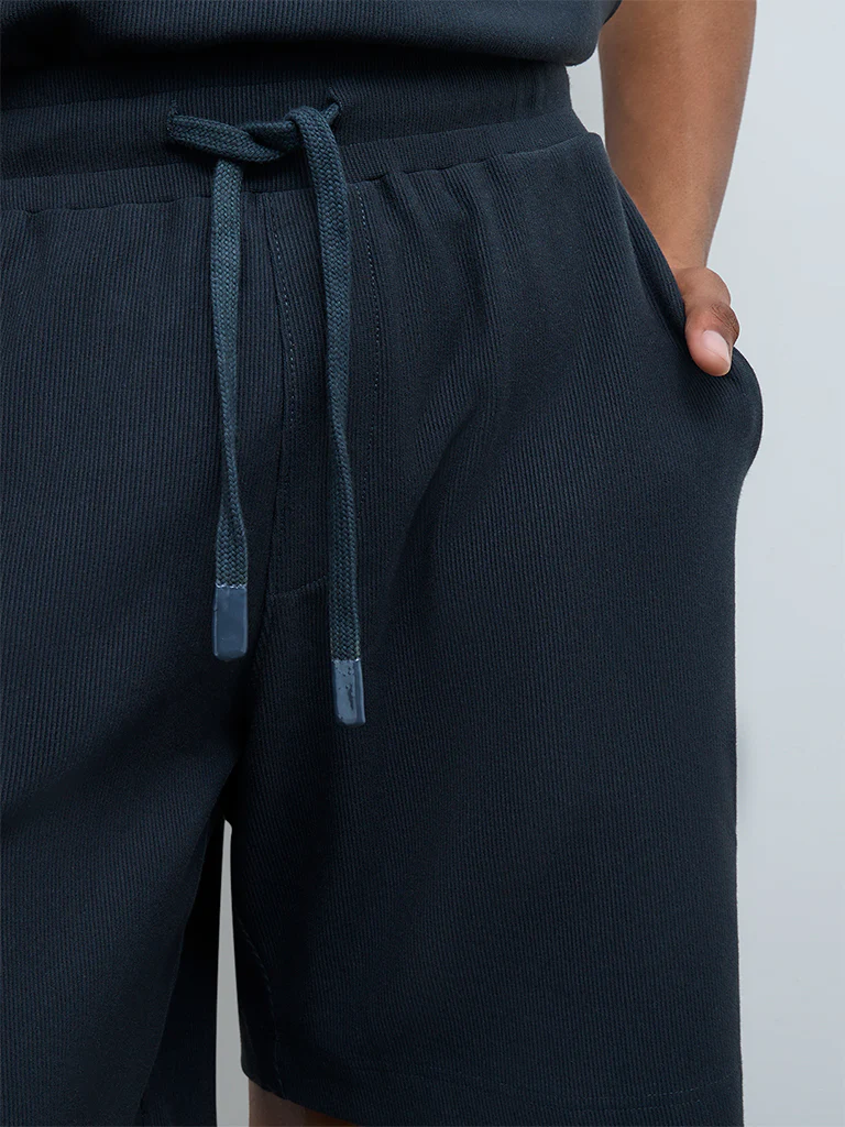 Nuoflexx Teal Relaxed-Fit Mid-Rise Cotton-Blend Shorts - Image 4