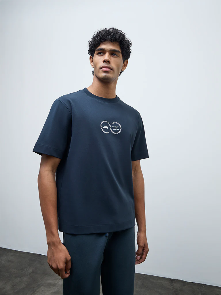 Nuoflexx Teal Typographic Relaxed-Fit Cotton-Blend T-Shirt