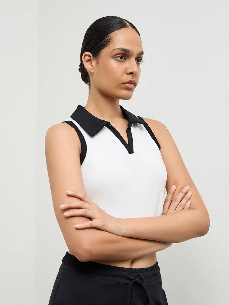 Nuoflexx White Cotton-Blend Top