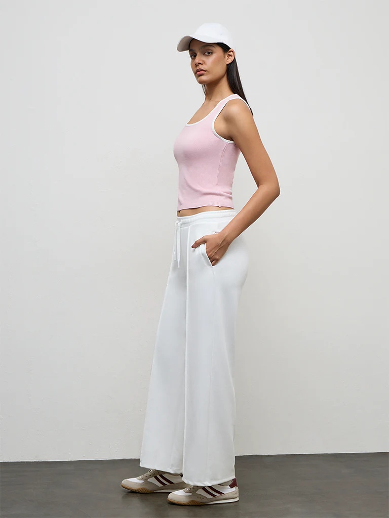 Nuoflexx White Pipeline-Detail High-Rise Track Pants