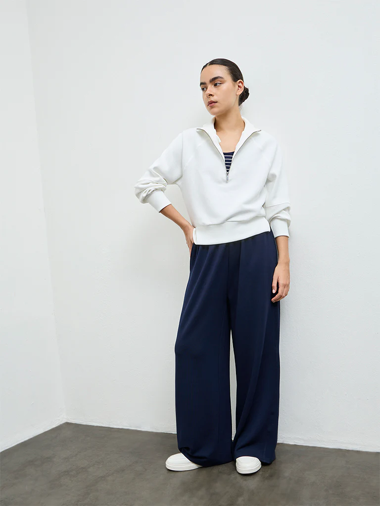 Nuoflexx White Ribbed Quarter-Zip Sweatshirt - Image 2