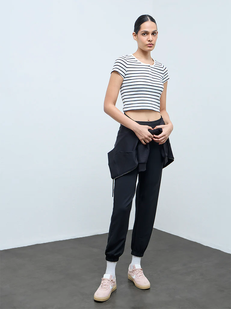 Nuoflexx White Striped Cotton-Blend T-Shirt - Image 2