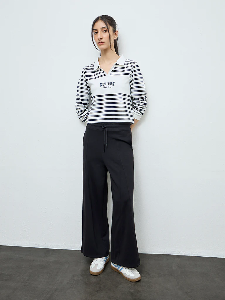Nuoflexx White Striped Cotton-Blend T-Shirt