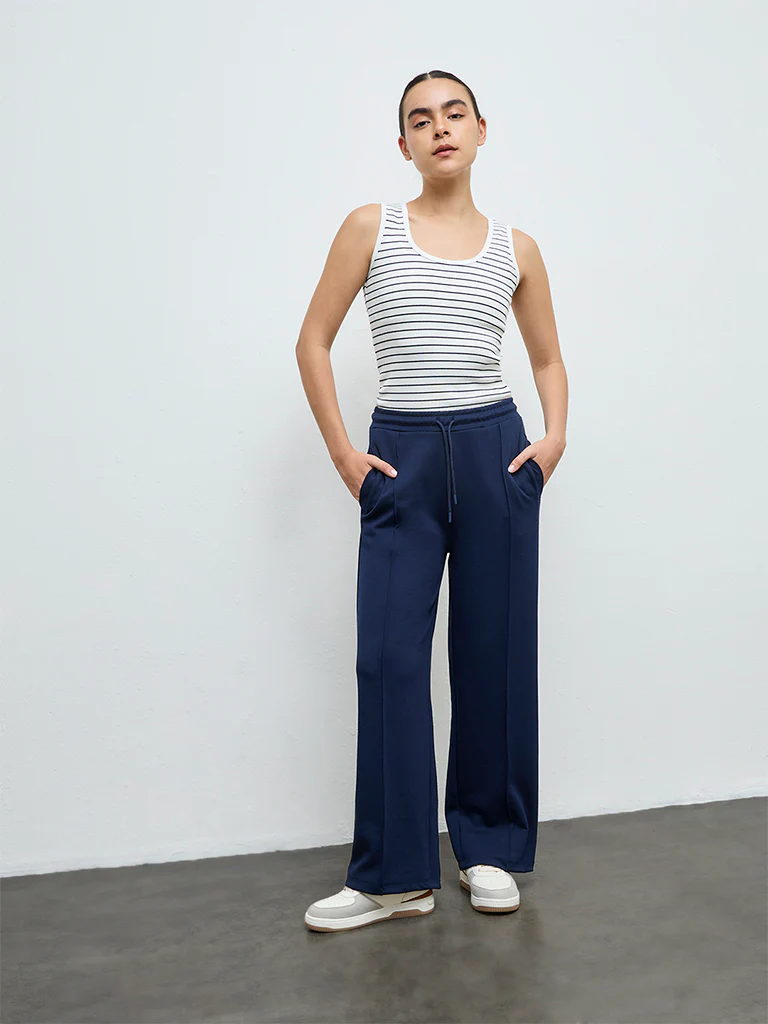 Nuoflexx White Striped Cotton-Blend Tank Top - Image 2