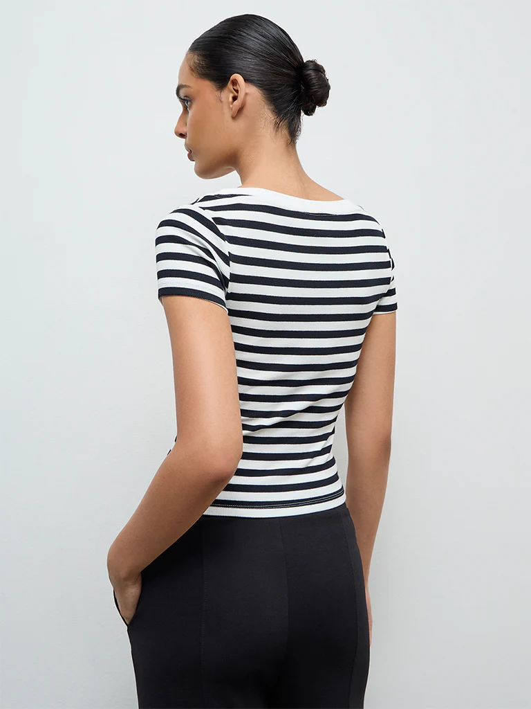 Nuoflexx White Striped Cotton-Blend Top - Image 4