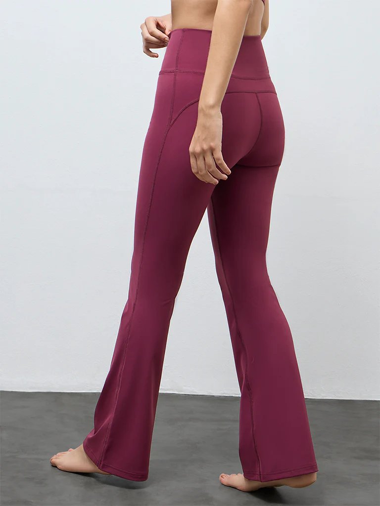 Nuoflexx Wine Solid Mid-Rise Yoga Pants - Image 4